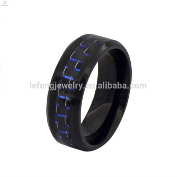 Titanium schwarz und blau Kohlefaser Ring, Vintage männlichen Titan Ringe